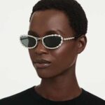 Sunglasses Oval shape, 2 in 1 clip-on, SK7044, Silver Tone - Image 2