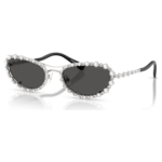 Sunglasses Oval shape, 2 in 1 clip-on, SK7044, Silver Tone