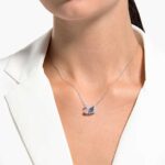 Swan necklace, Dancing swan, Blue, Rhodium plated - Image 2