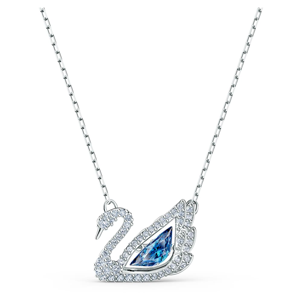 swan-necklace-dancing-swan-blue-rhodium-plated-swarovski-5533397 Swan necklace, Dancing swan, Blue, Rhodium plated - Image 1