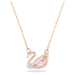 Swan necklace Swan, Pink, 18K rose gold finish