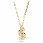 Swan pendant Mixed cuts, Swan, White, 18K gold finish