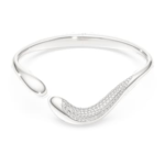 Swarovski Classica bangle Open, Round cut, White, Sterling silver
