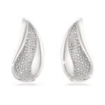 Swarovski Classica clip earrings Statement, Round cut, White, Sterling silver