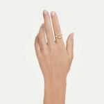 Swarovski Classica open ring, Round cut, White, Sterling silver, 18K gold finish - Image 2