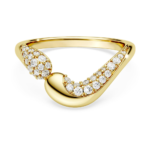 Swarovski Classica open ring, Round cut, White, Sterling silver, 18K gold finish