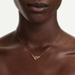 Swarovski Classica pendant, Round cut, Interlocking, White, Sterling silver, 18K gold finish - Image 2