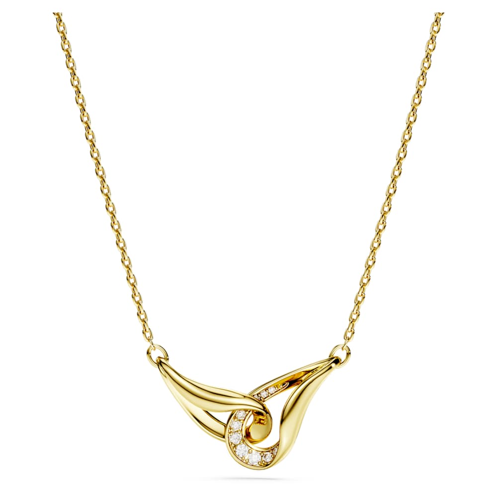 swarovski-classica-pendant-round-cut-interlocking-white-sterling-silver-18k-gold-finish-swarovski-5745560 Swarovski Classica pendant, Round cut, Interlocking, White, Sterling silver, 18K gold finish - Image 1