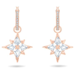 Symbolica drop earrings Star, White, 18K rose gold finish