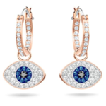 Symbolica hoop earrings Evil eye, Blue, 18K rose gold finish