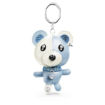 Teddy bag charm Bear, Blue, Rhodium plated