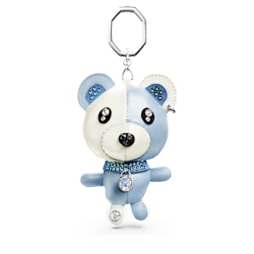 teddy-bag-charm-bear-blue-rhodium-plated-swarovski-5733771 Teddy bag charm Bear, Blue, Rhodium plated - Image 1