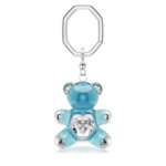 Teddy key ring Bear, Blue, Rhodium plated