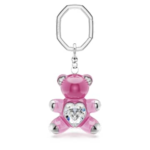 Teddy key ring Bear, Pink, Rhodium plated