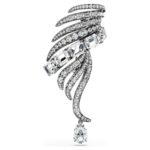 The Vienna Collection brooch Feather, White, Ruthenium plated