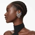 The Vienna Collection ear cuff Swan, White, Ruthenium plated - Image 2