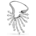 The Vienna Collection ear cuff Swan, White, Ruthenium plated