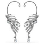The Vienna Collection ear cuffs Feather, White, Ruthenium plated
