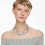 The Vienna Collection necklace Feather, White, Ruthenium plated - Image 2