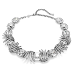 The Vienna Collection necklace Feather, White, Ruthenium plated