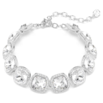 Una Angelic bracelet, Cushion cut, White, Rhodium plated
