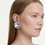 Una Angelic clip earrings, Cushion cut, White, Ruthenium plated - Image 2