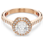 Una Angelic cocktail ring Round cut, Pavé, White, 18K rose gold finish