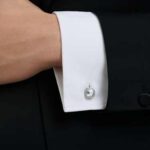 Una Angelic cufflinks Cushion cut, White, Ruthenium plated - Image 2
