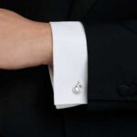 Una Angelic cufflinks Round cut, White, Rhodium plated - Image 2