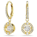 Una Angelic drop earrings, Round cut, White, 18K gold finish