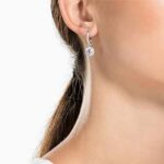 Una Angelic drop earrings Round cut, White, Rhodium plated - Image 2