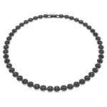 Una Angelic necklace, Round cut, Black, Ruthenium plated