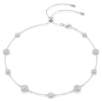 Una Angelic necklace, Round cut, Double sided motifs, White, Rhodium plated