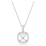 Una Angelic pendant, Cushion cut, White, Rhodium plated