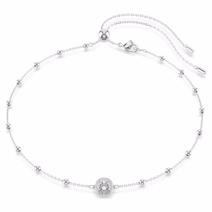 Una Angelic pendant Round cut, Double sided motifs, White, Rhodium plated