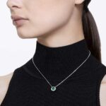 Una Angelic pendant, Round cut, Green, Rhodium plated - Image 2