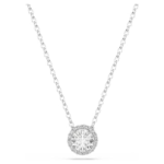 Una Angelic pendant Round cut, White, Rhodium plated