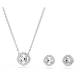 Una Angelic set Round cut, White, Rhodium plated