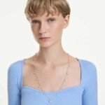 Una Angelic strandage Crystal pearl, Round cut, White, 18K gold finish - Image 2