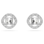 Una Angelic stud earrings Square cut, White, Rhodium plated