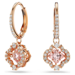 Una drop earrings Clover, Pink, 18K rose gold finish