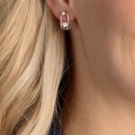 Una stud earrings Round cut, Oval shape, White, 18K rose gold finish - Image 2