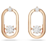 Una stud earrings Round cut, Oval shape, White, 18K rose gold finish