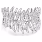 Vienna bracelet Mixed cuts, Feather, White, Rhodium plated