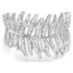Vienna bracelet, Mixed cuts, Feather, White, Rhodium plated