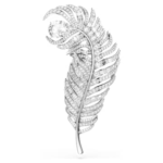 Vienna brooch Mixed cuts, Feather, White, Rhodium plated