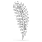 Vienna brooch Mixed cuts, Feather, White, Rhodium plated
