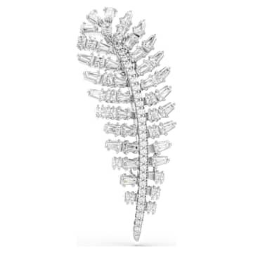 vienna-brooch-mixed-cuts-feather-white-rhodium-plated-swarovski-5760564 Vienna brooch Mixed cuts, Feather, White, Rhodium plated - Image 1