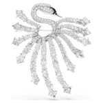 Vienna brooch Mixed cuts, Swan, White, Rhodium plated