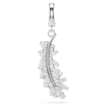 Vienna charm Mixed cuts, Feather, White, Rhodium plated